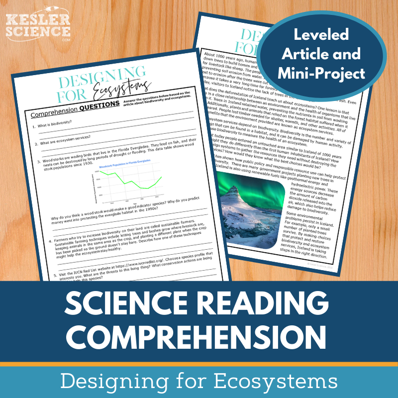 Science Reading Comprehension - Designing for Ecosystems - Grades 6-8 ...