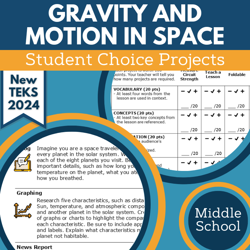 Gravity & Motion in Space - Student Choice Projects, New TEKS 7.9B