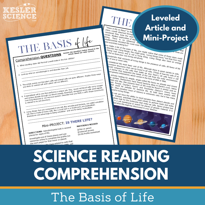 MS 6th 7th 8th Science Reading Comprehension Passages - VOL. 3 - Basis of Life