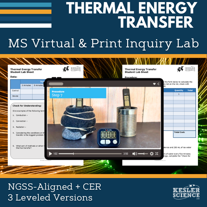 Thermal Energy Transfer Digital Inquiry Lab - NGSS MS PS3-3