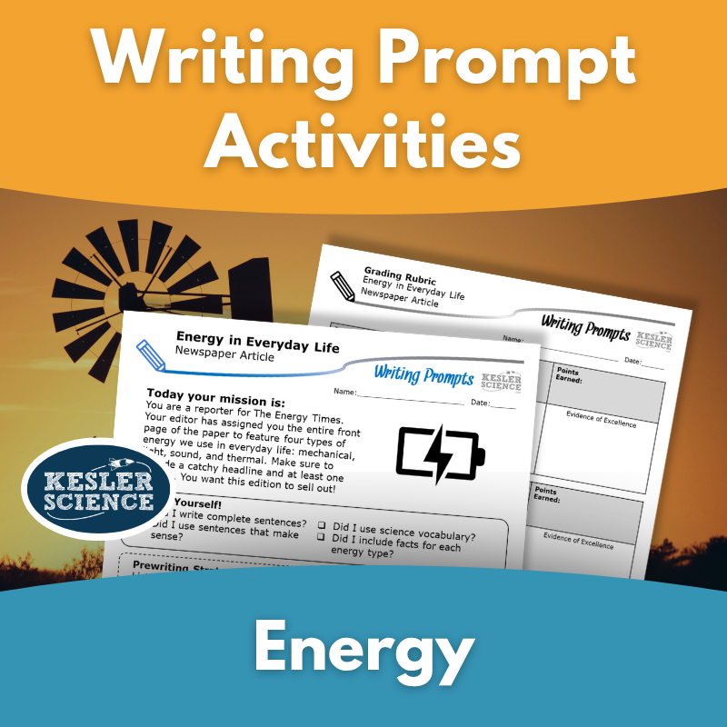 Writing Promps Energy Writing Prompts - Physical Science - Energy – Kesler Science Store
