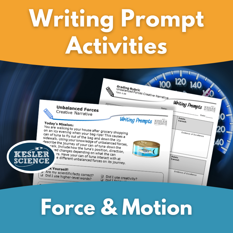 Writing Prompts - Physical Science - Force & Motion
