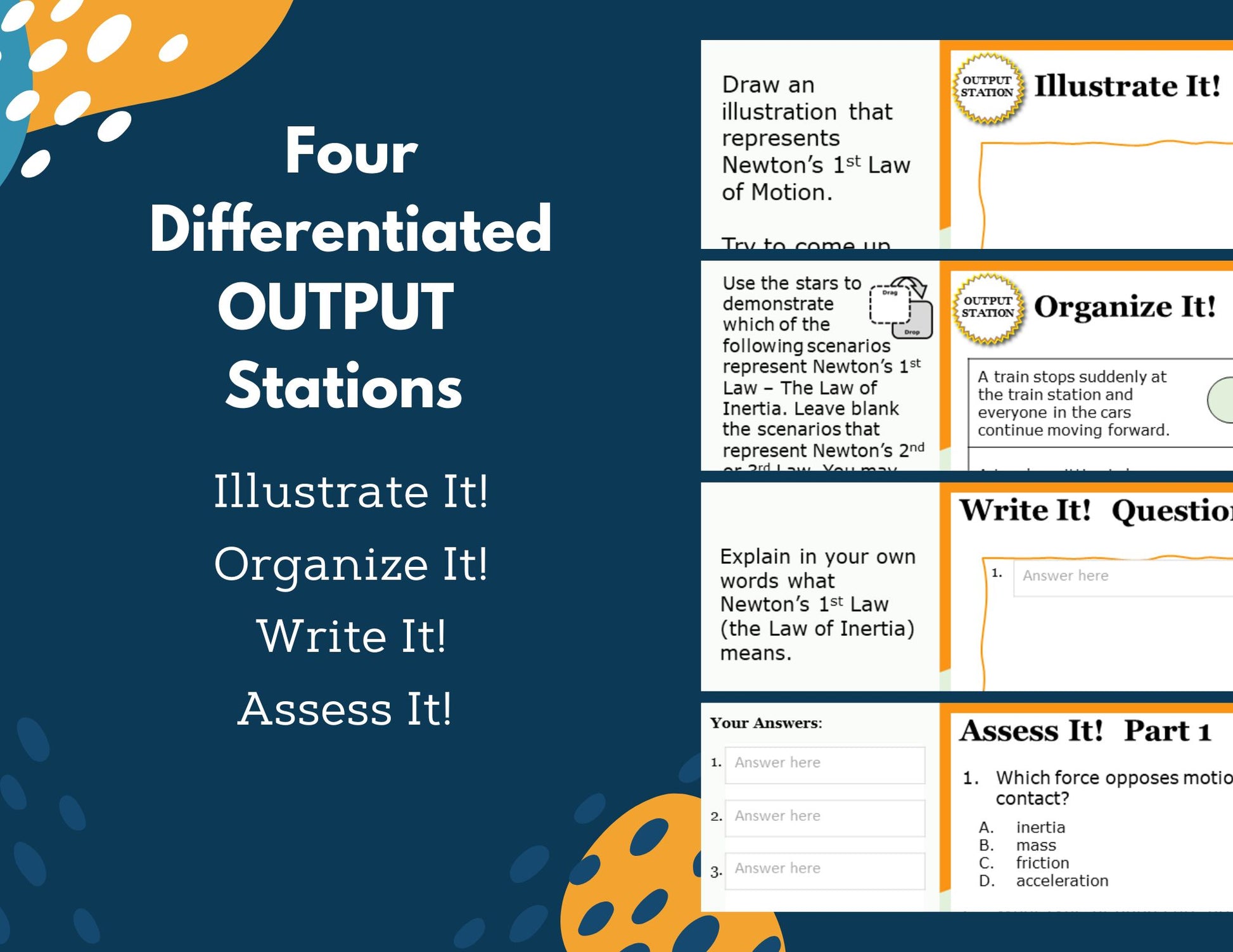 Newton's Laws Station Labs Bundle - Student-Led Station Lab - MS