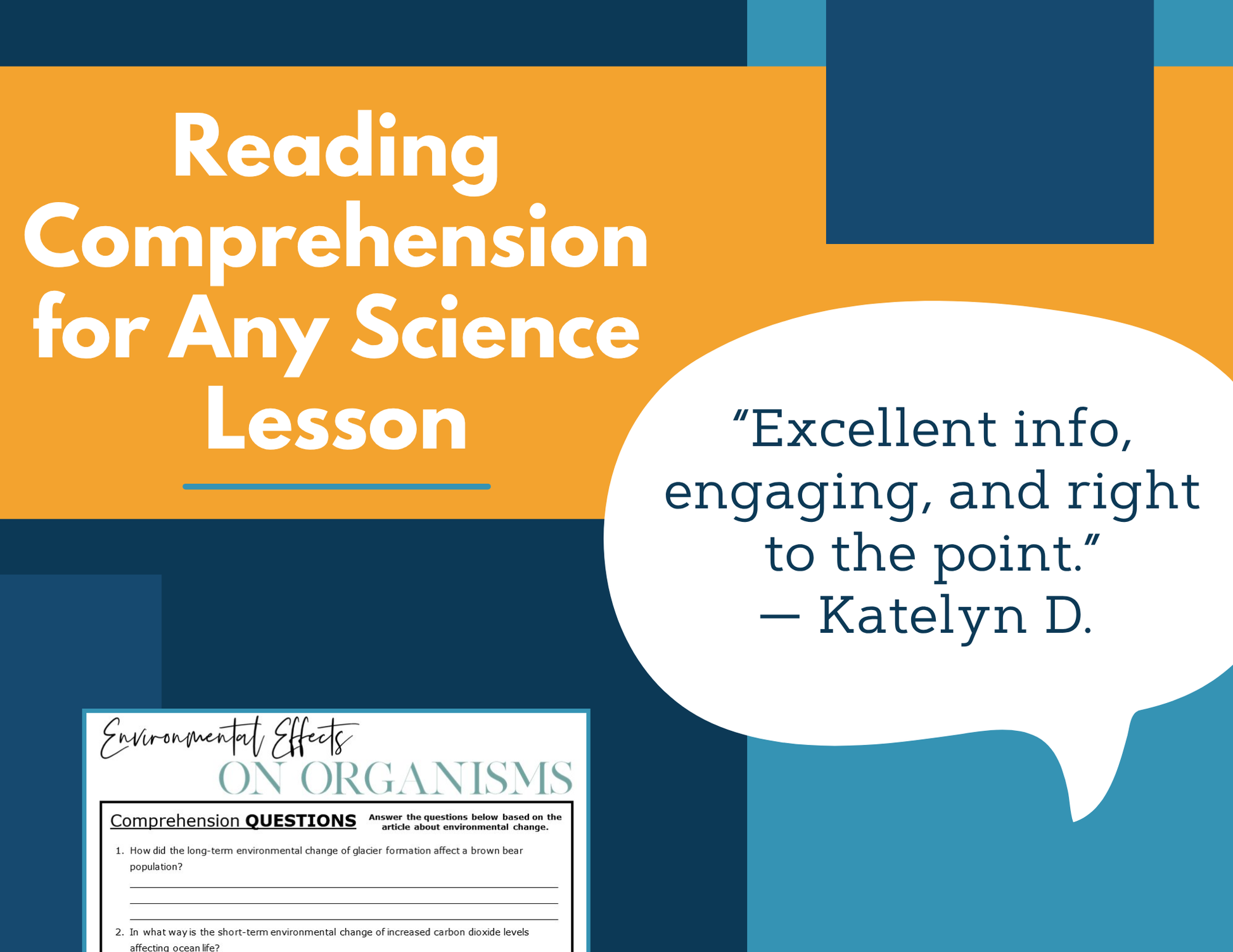 MS 6th 7th 8th Science Reading Comprehension Passages - VOL. 3 - Environmental Effects Organisms