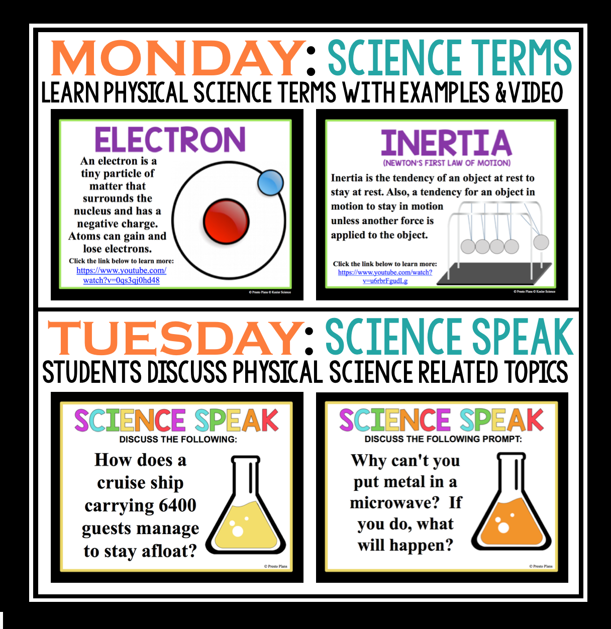 MS 6th 7th 8th Bellringers and Warm-Ups - Physical Science