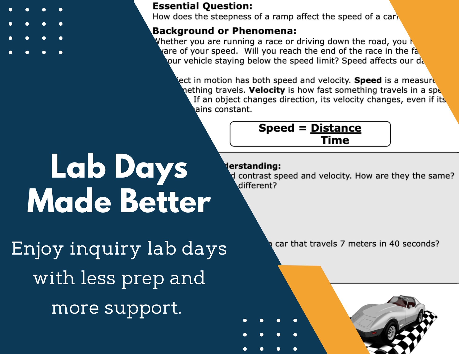 Average Speed and Velocity Inquiry Lab - MS 6-8 Science TEKS
