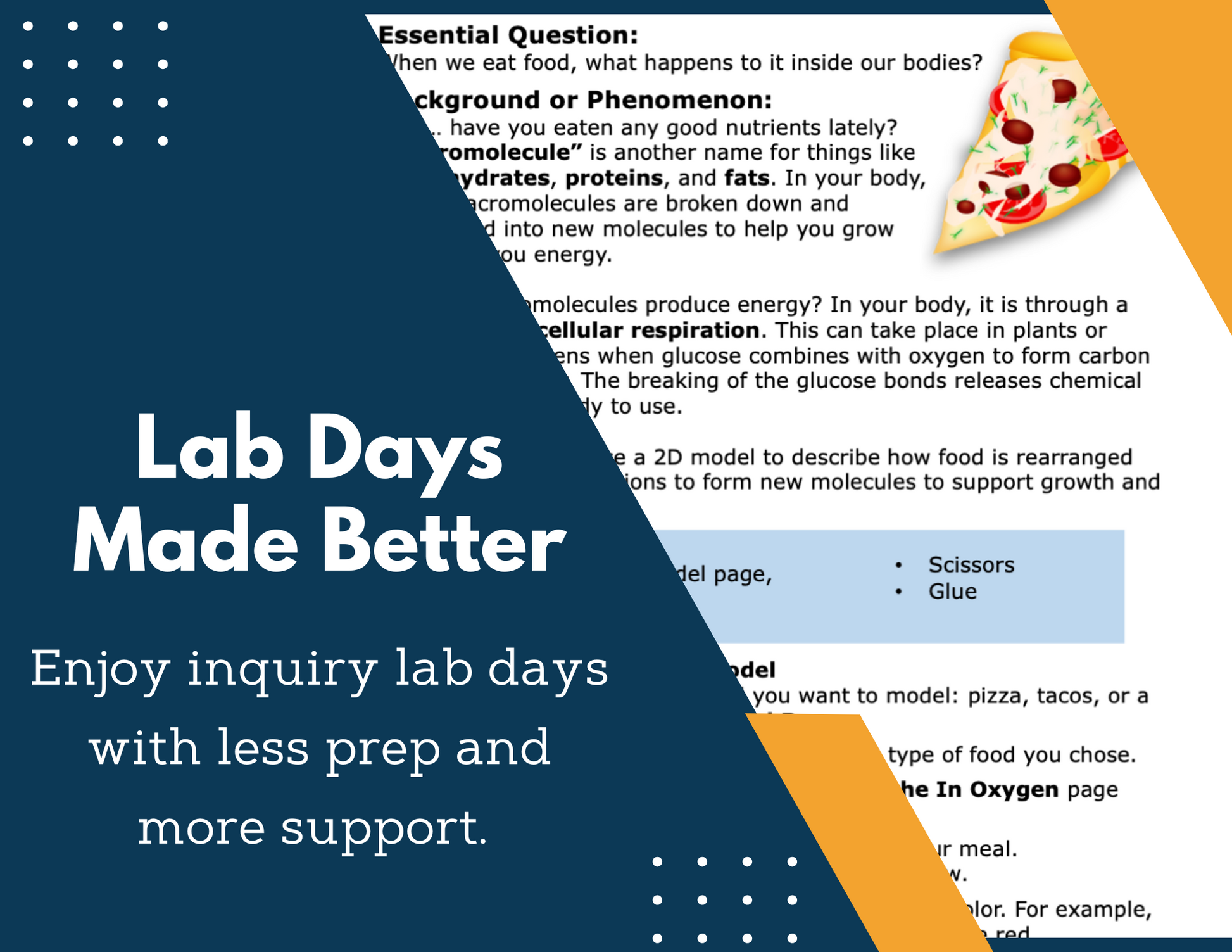 Food Chemistry Inquiry Lab - NGSS MS LS1-7