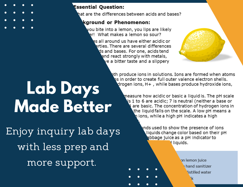 Acids and Bases Inquiry Lab - MS 6-8 Science