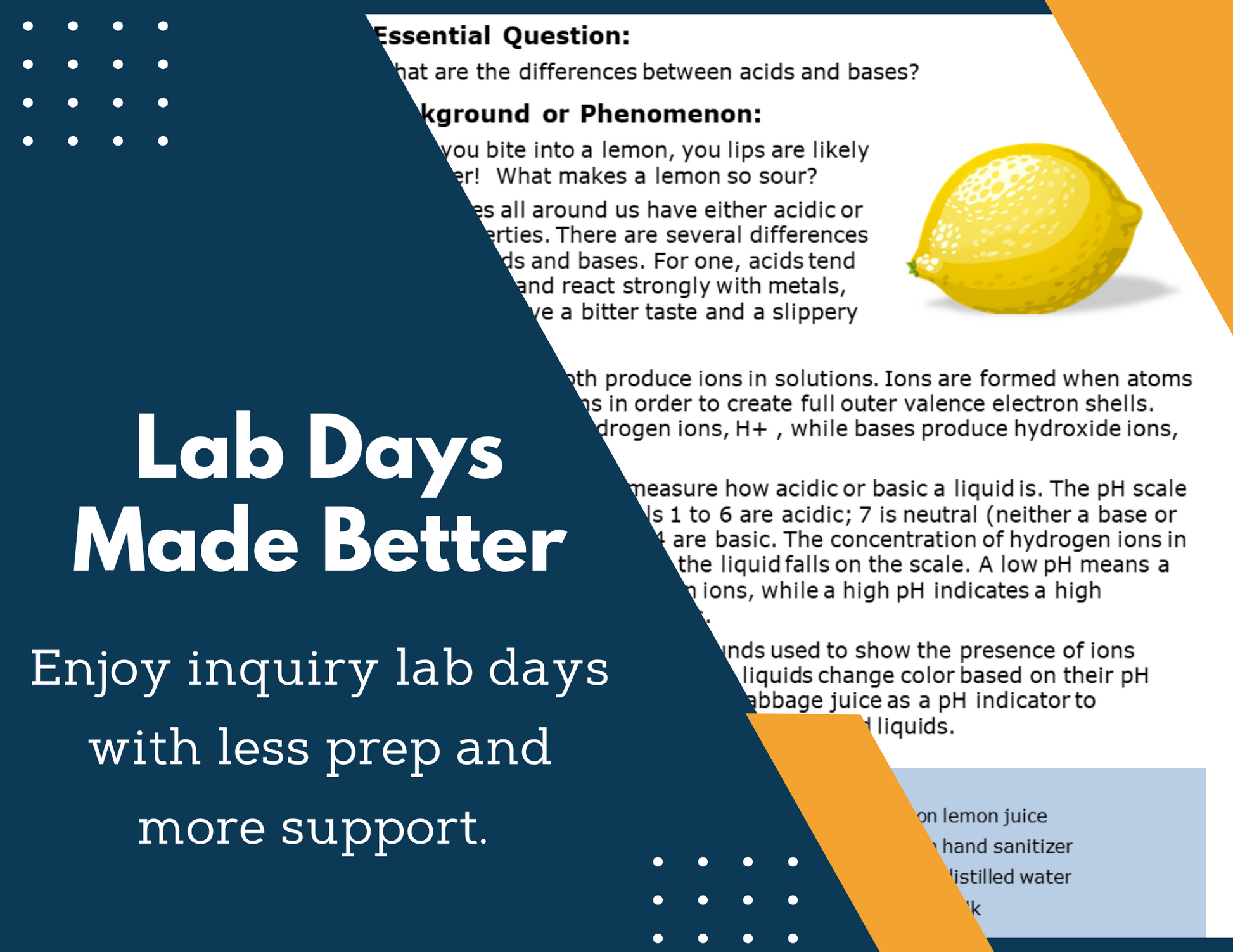 Acids and Bases Inquiry Lab - MS 6-8 Science