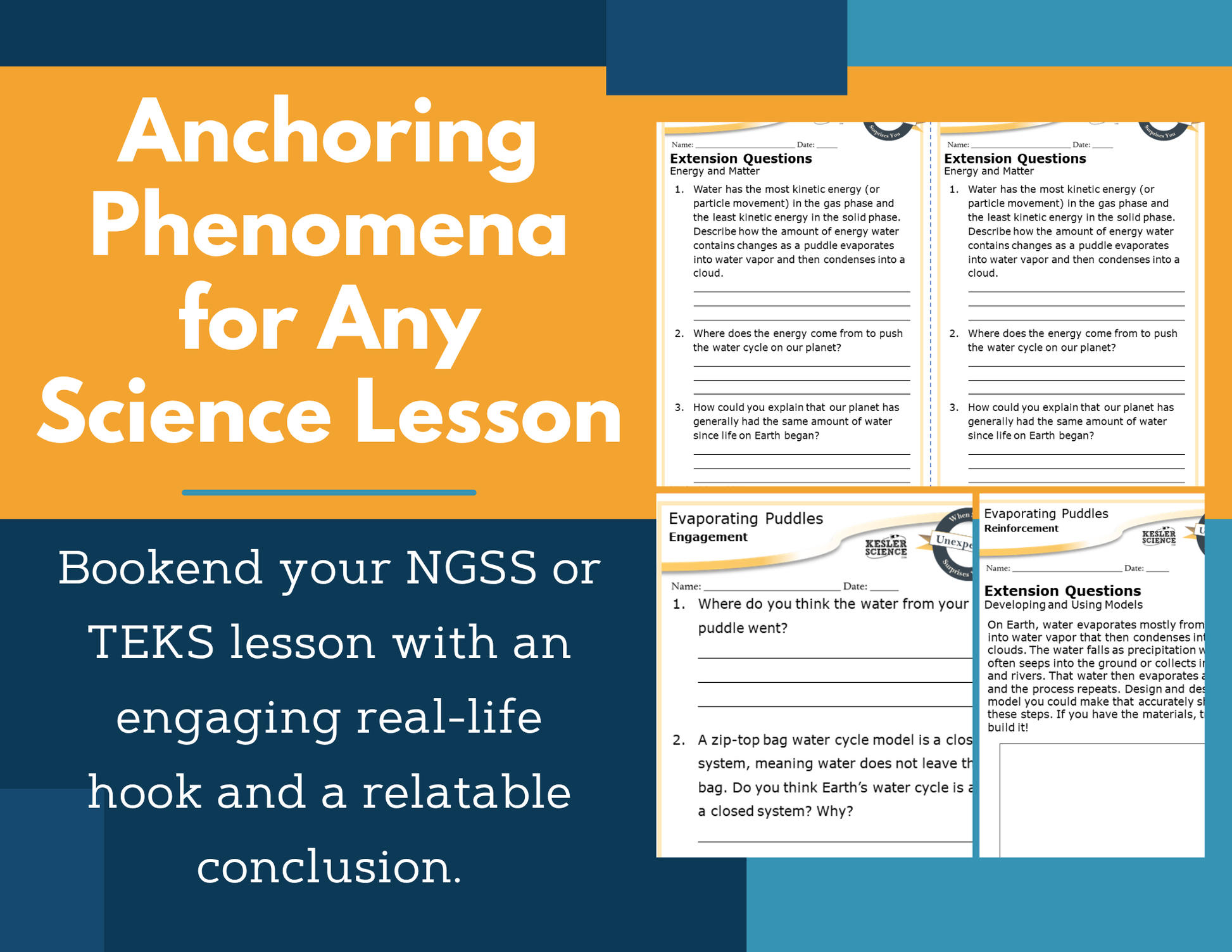 Amazing Anchors Water Cycle (Evaporating Puddles) - NGSS MS ESS2-4