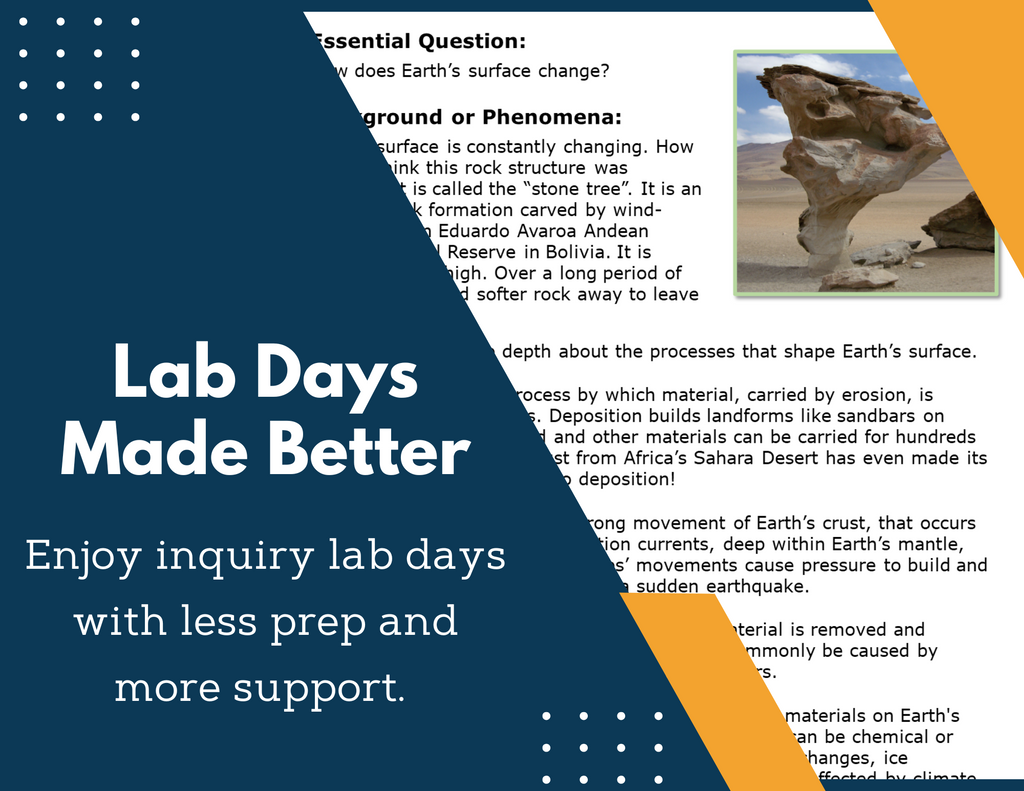 Earth's Changing Surface Inquiry Lab - NGSS MS ESS2-2
