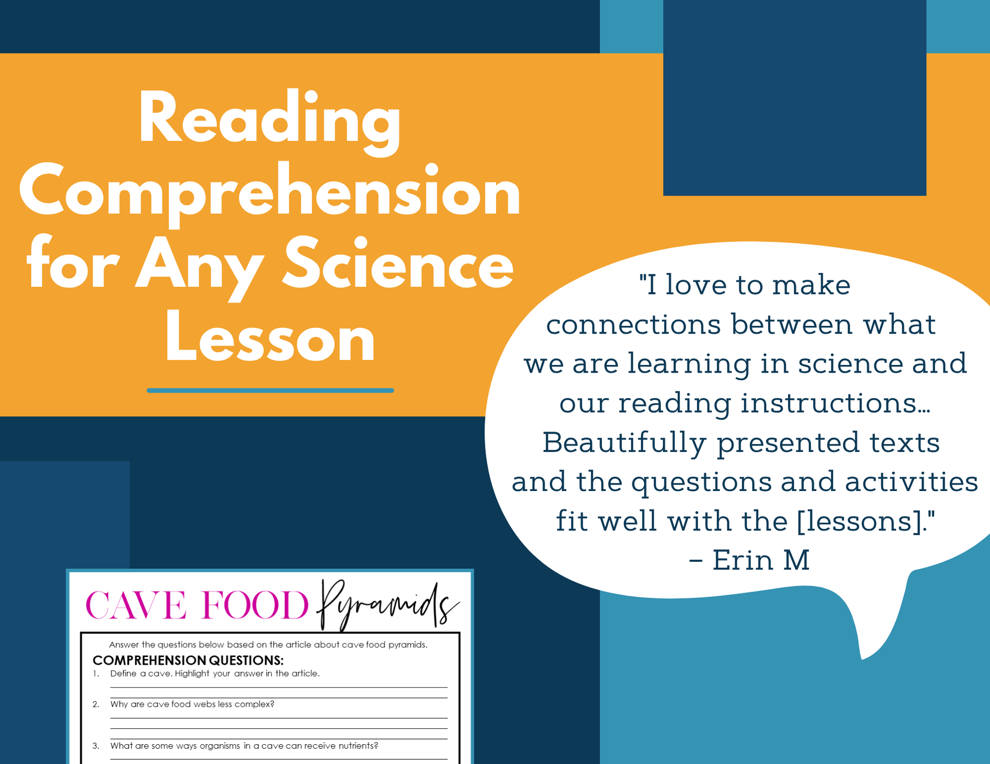 MS 6th 7th 8th Science Reading Comprehension Passages - Cave Food Pyramids