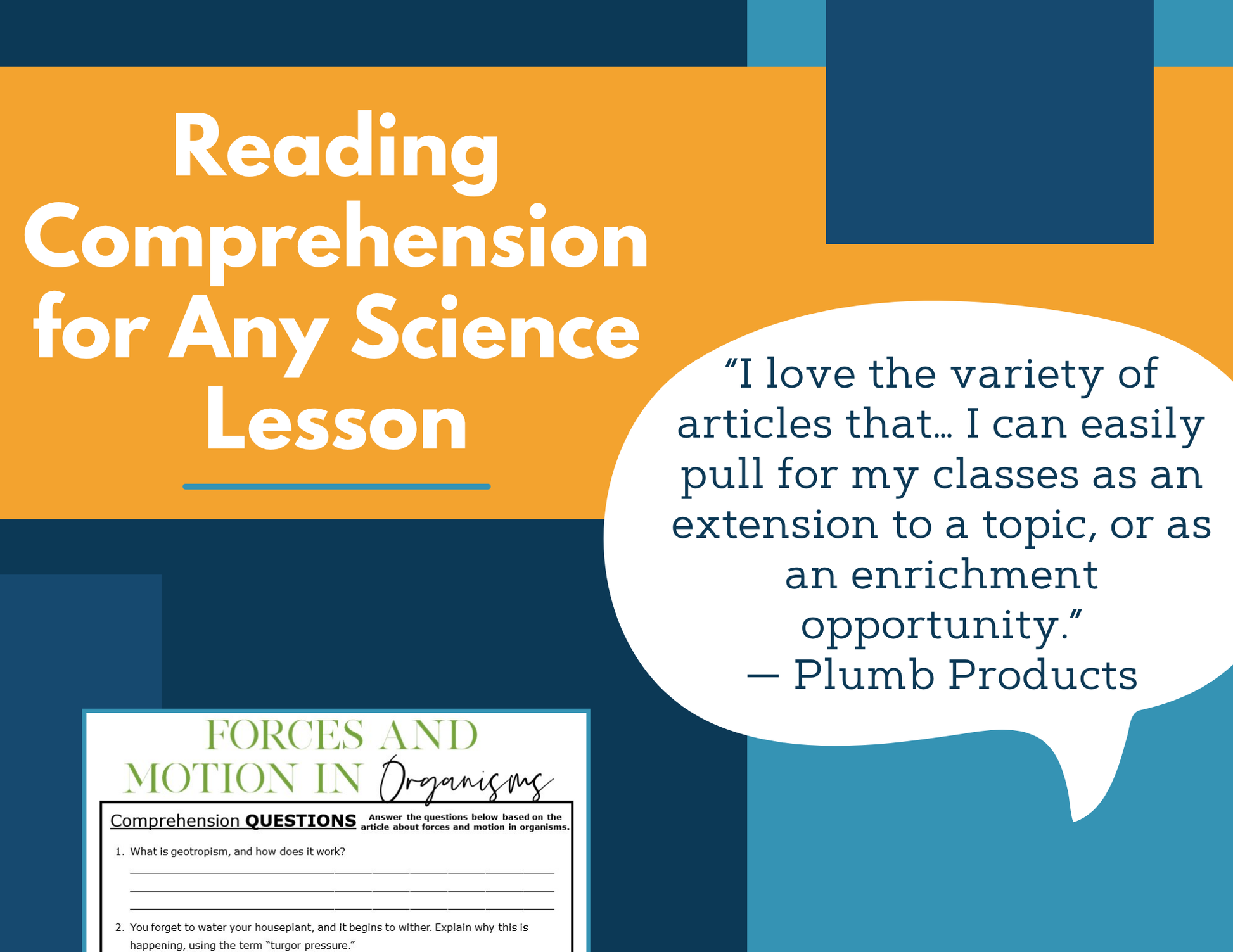 MS 6th 7th 8th Science Reading Comprehension Passages - VOL. 4 - Tropisms & Turgor Pressure