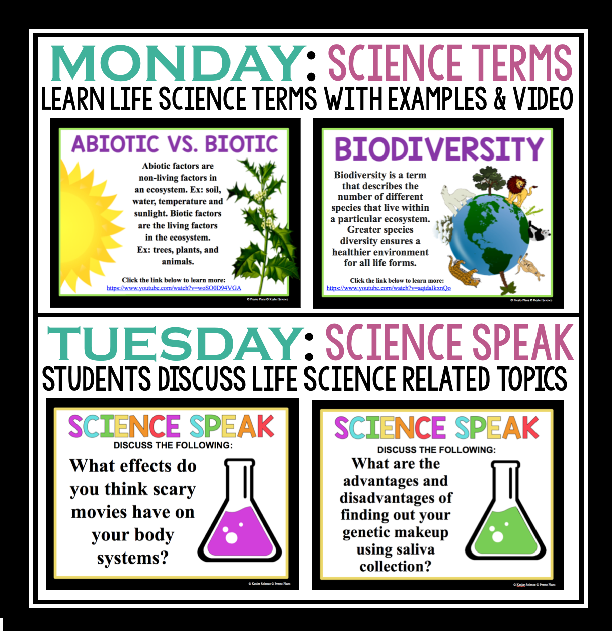 MS 6th 7th 8th Bellringers and Warm-Ups - Life Science