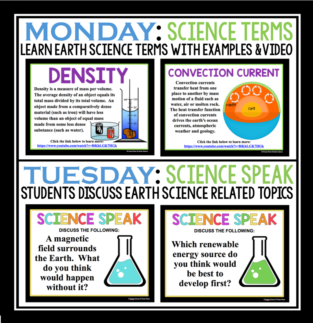 Earth Science Bell Ringer Earth Science Warm Ups & Bell Ringers - Full Year Resource - Grades 6 ...