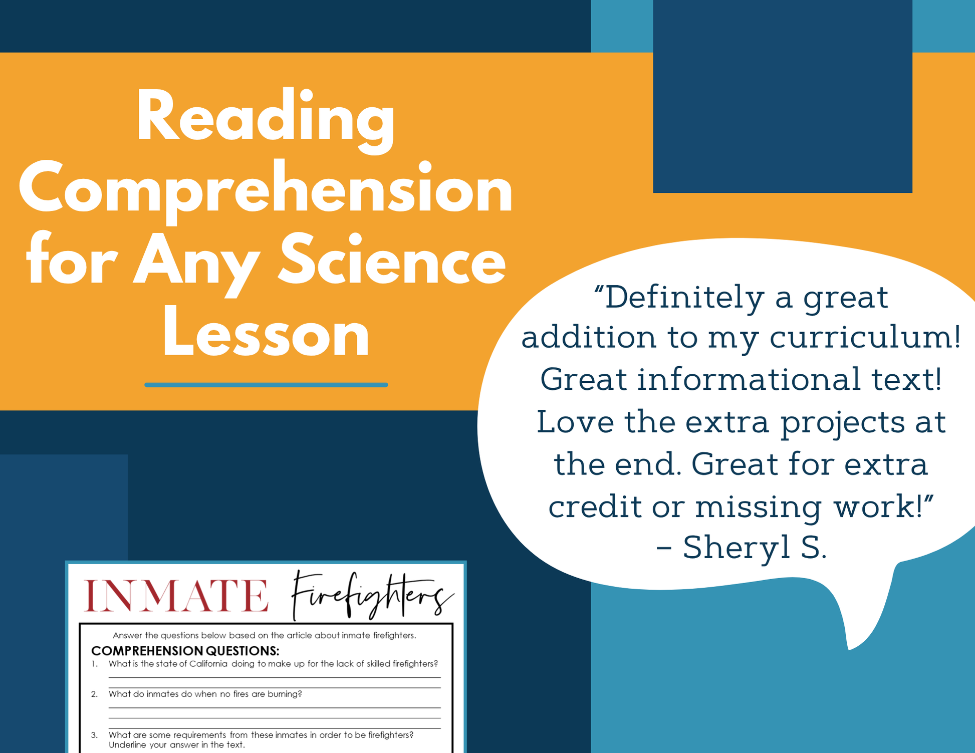 MS 6th 7th 8th Science Reading Comprehension Passages - Inmate Firefighters