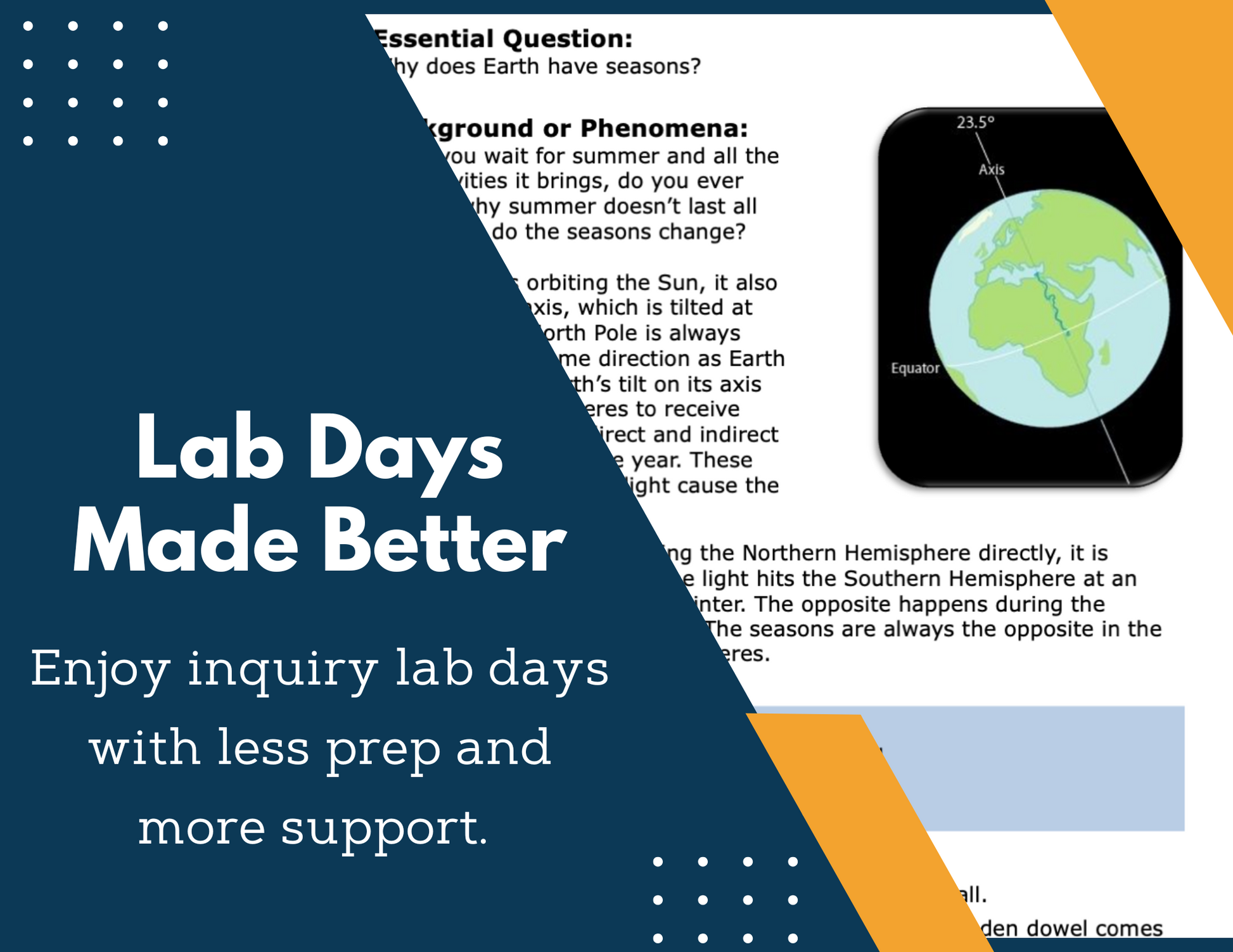 Seasons - Rotation and Revolution Inquiry Lab - NGSS MS ESS1-1