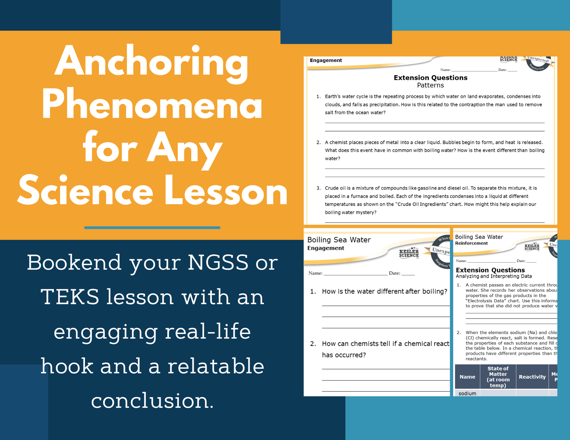 Amazing Anchors Chemical Reactions (Boiling Seawater) - NGSS MS PS1-2