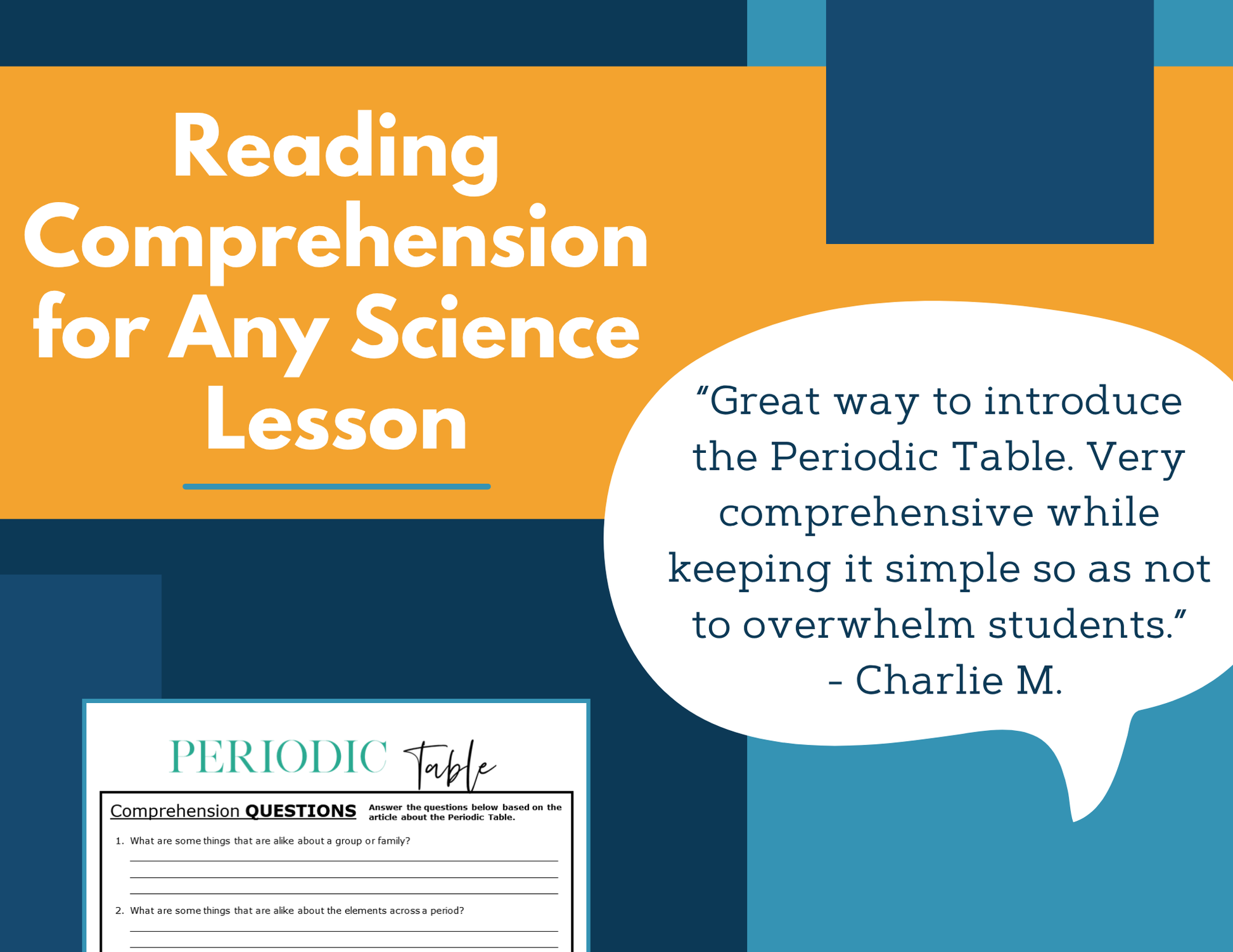 MS 6th 7th 8th Science Reading Comprehension Passages - VOL. 4 - Periodic Table