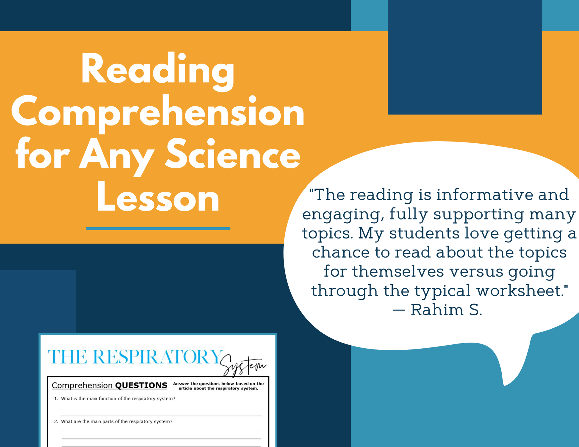MS 6th 7th 8th Science Reading Comprehension Passages - VOL. 3 - Respiratory System