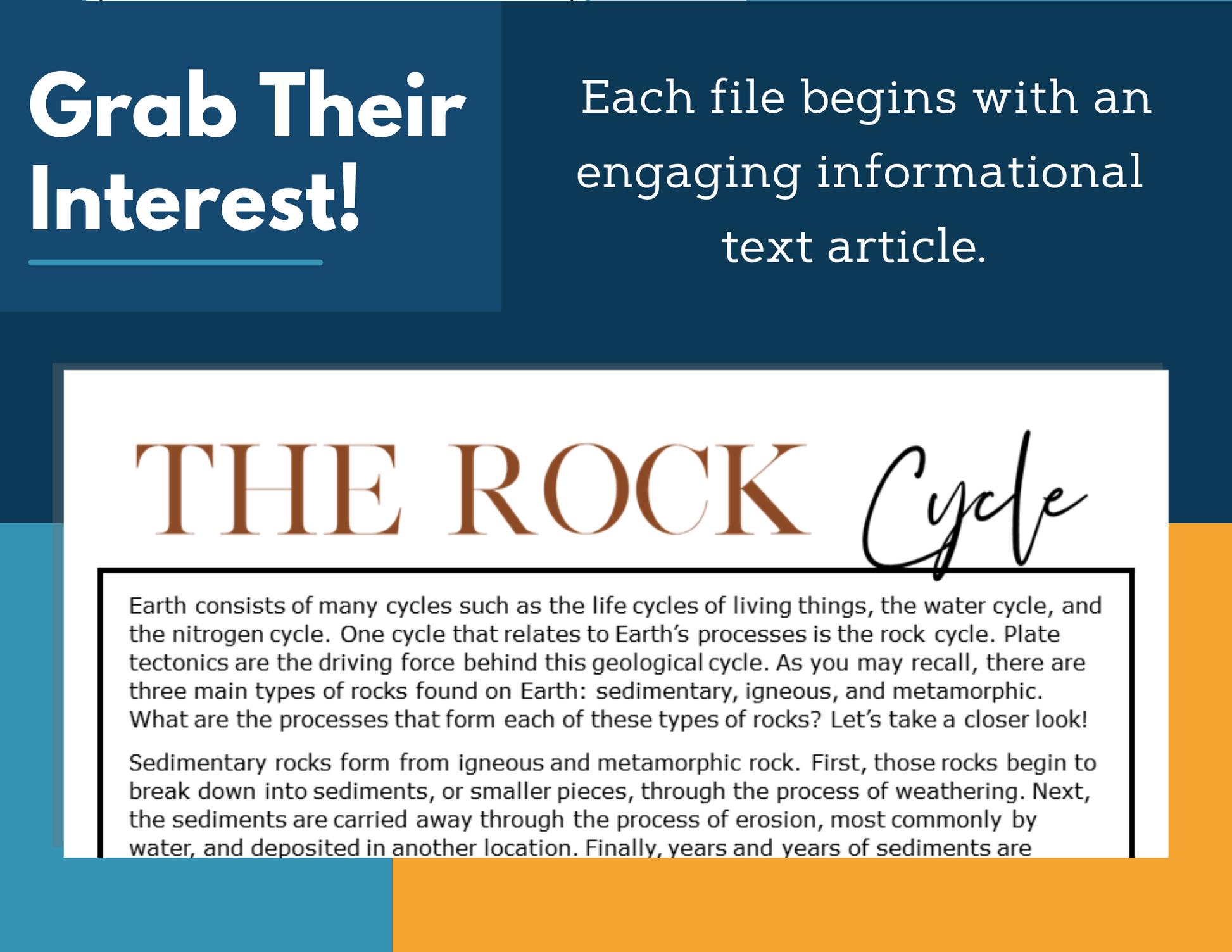 MS 6th 7th 8th Science Reading Comprehension Passages - VOL. 2 - Rock Cycle