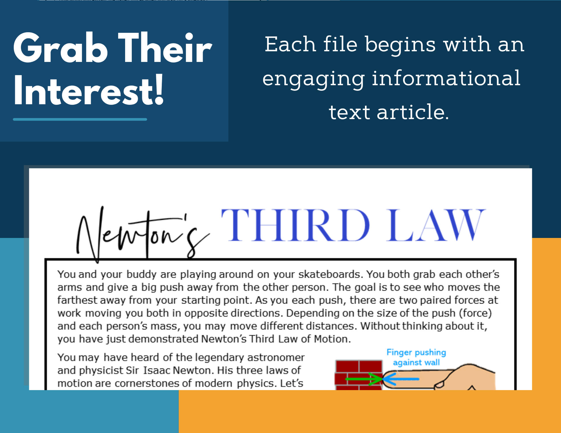 MS 6th 7th 8th Science Reading Comprehension Passages - VOL. 4 - Newton's Third Law