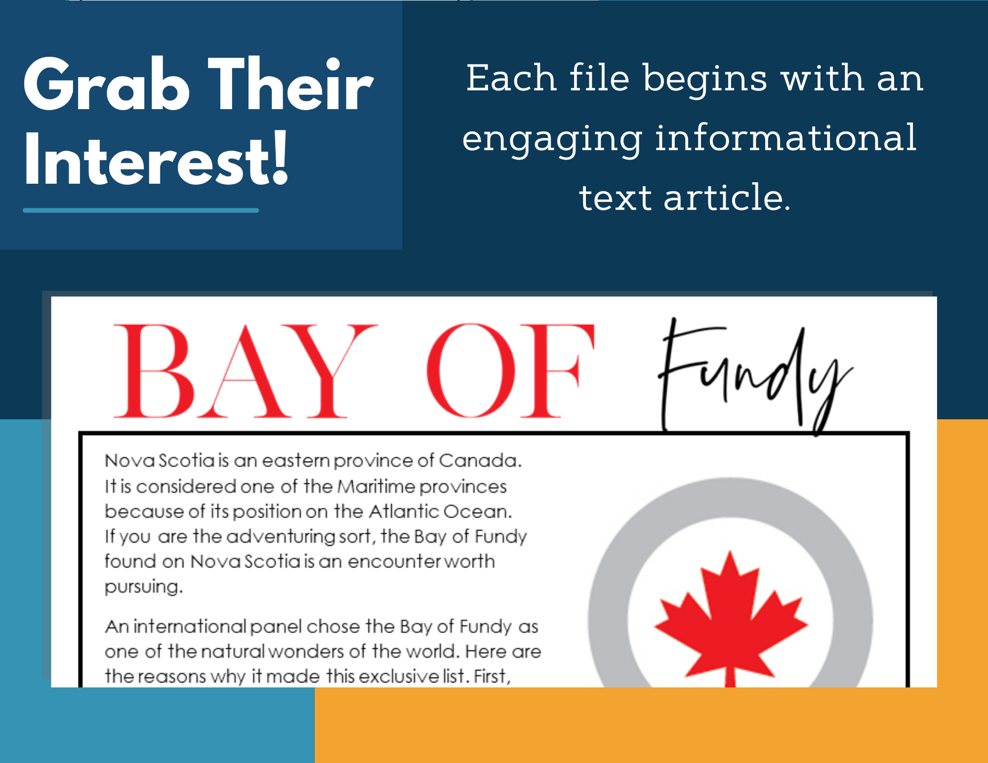 MS 6th 7th 8th Science Reading Comprehension Passages - Bay of Fundy