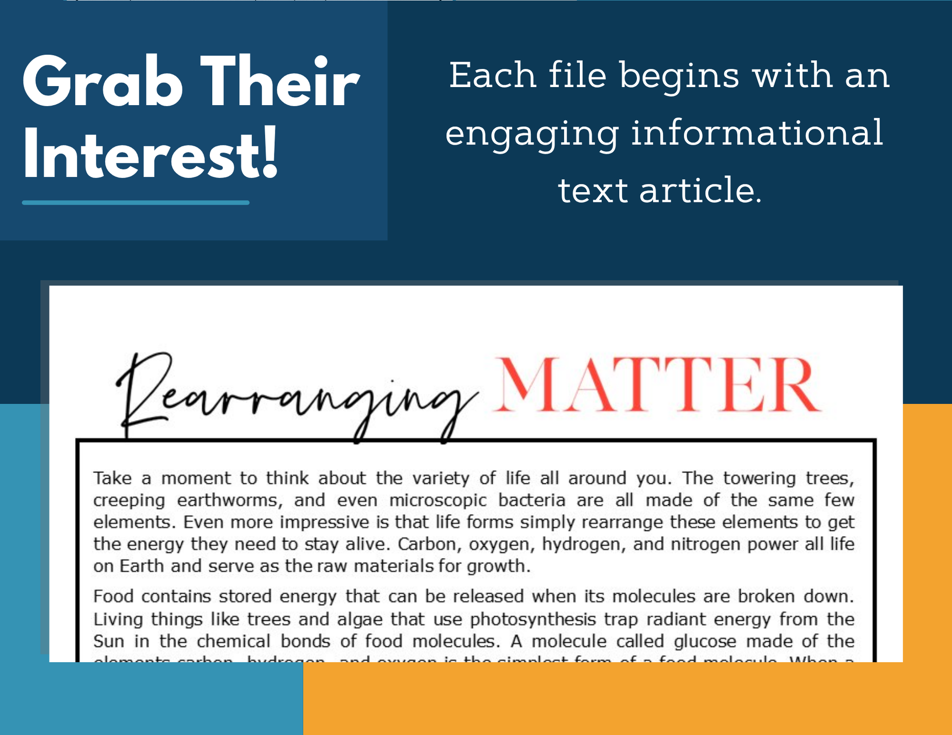 MS 6th 7th 8th Science Reading Comprehension Passages - VOL. 3 - Rearranging Matter