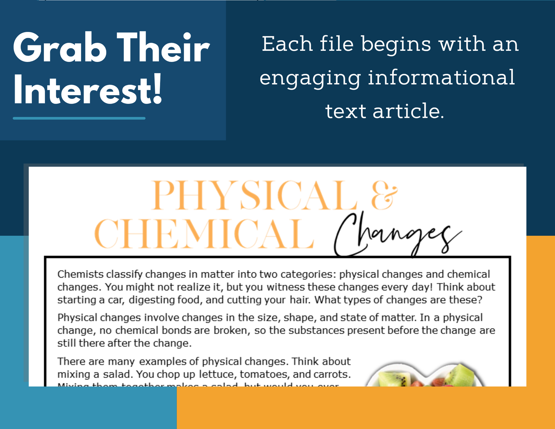 MS 6th 7th 8th Science Reading Comprehension Passages - VOL. 4 - Physical and Chemical Changes