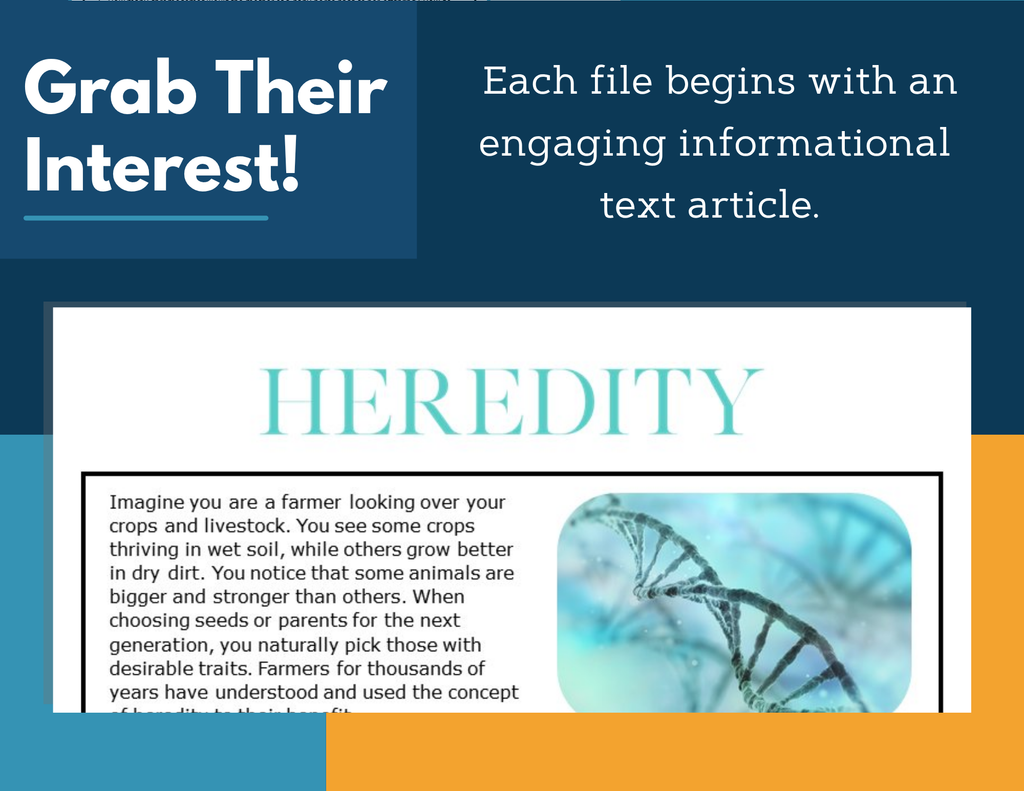 MS 6th 7th 8th Science Reading Comprehension Passages - VOL. 3 - Heredity