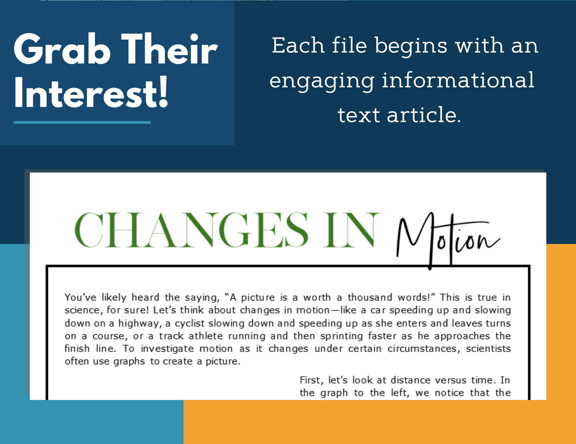 MS 6th 7th 8th Science Reading Comprehension Passages - VOL. 4 - Changes in Motion