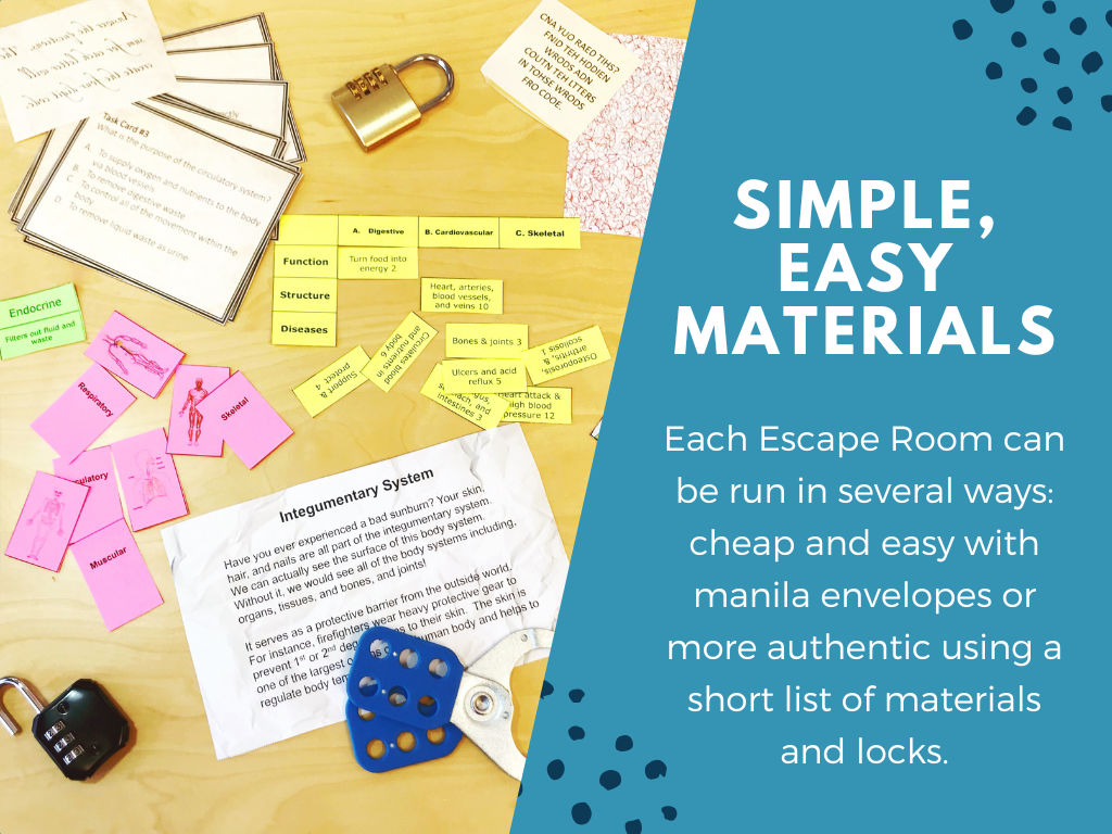 Body Systems Escape Room - 6th 7th 8th Grade Science Review Activity