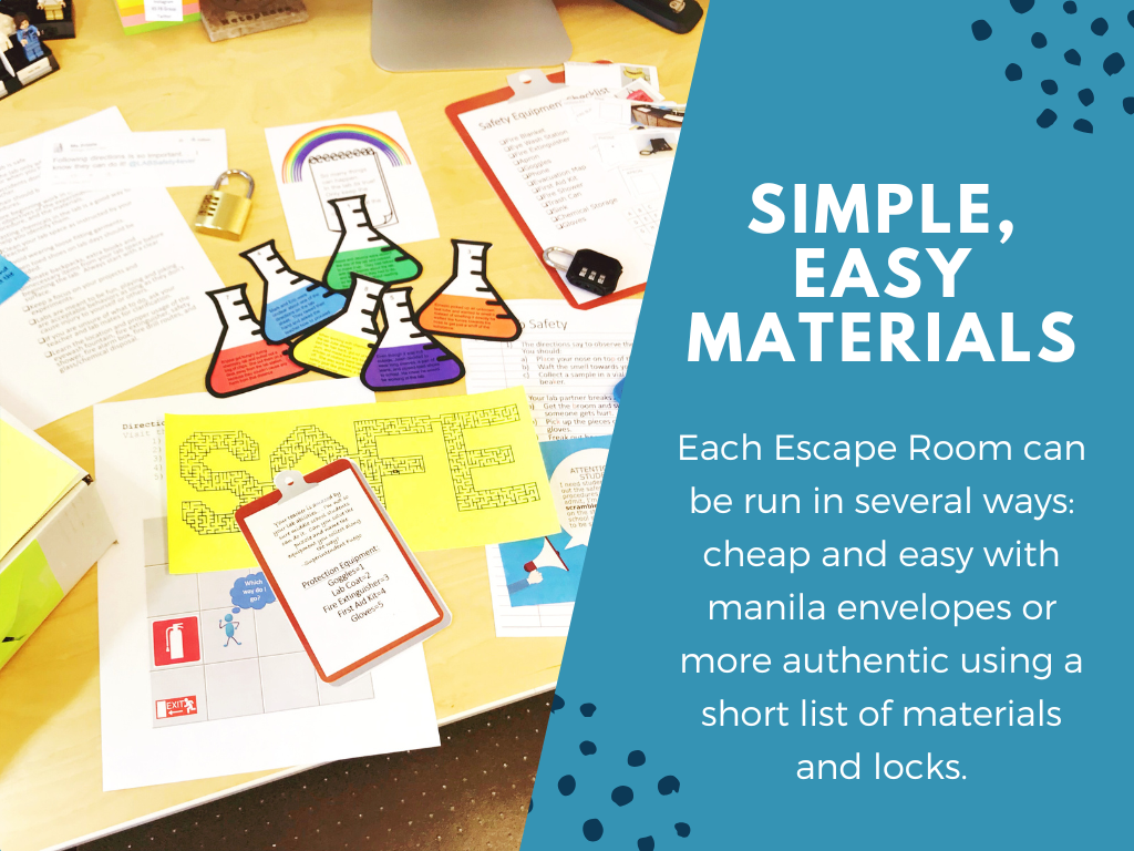Lab Safety Escape Room - 6th 7th 8th Grade Science Review Activity