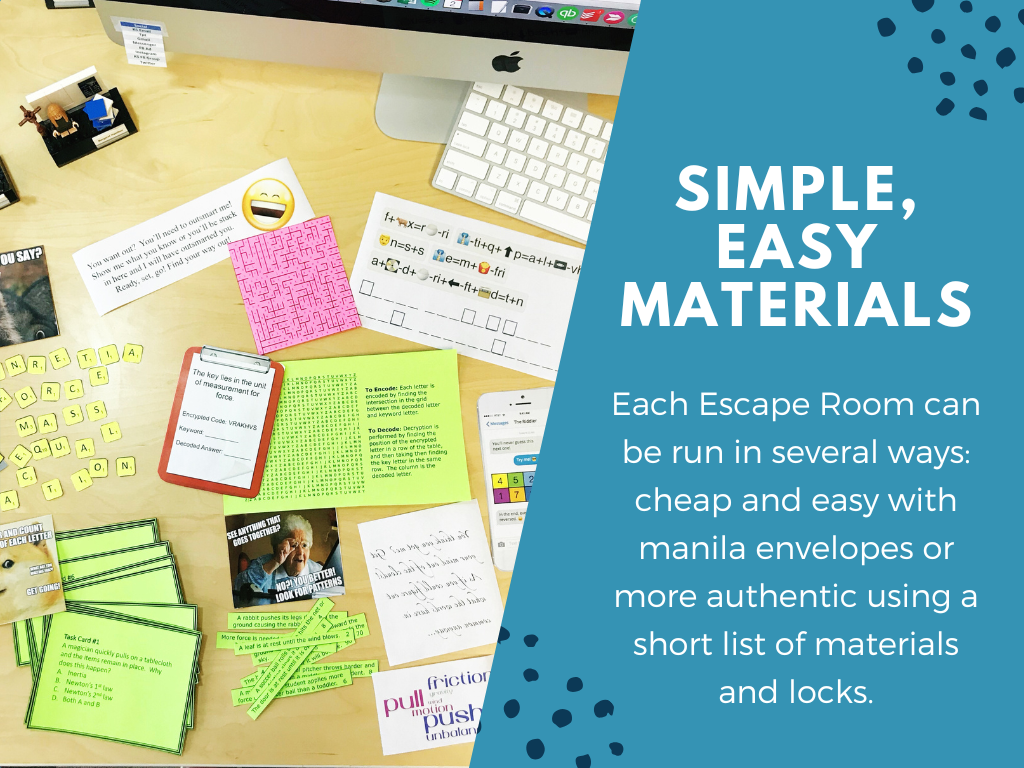 Newton's Laws Science Escape Room - 6th 7th 8th Grade Science Review Activity