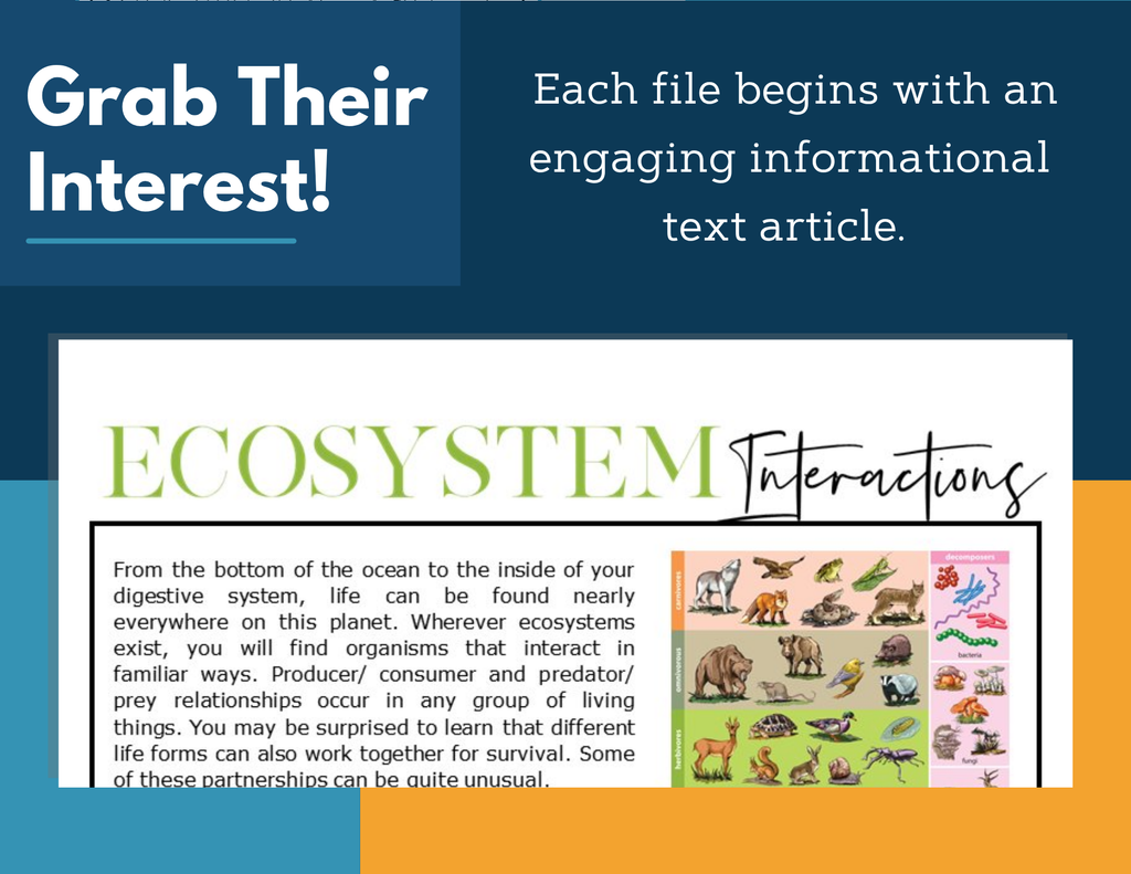MS 6th 7th 8th Science Reading Comprehension Passages - VOL. 3 - Ecosystem Interactions