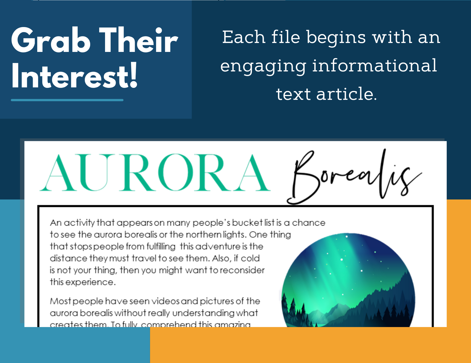 MS 6th 7th 8th Science Reading Comprehension Passages - Aurora Borealis
