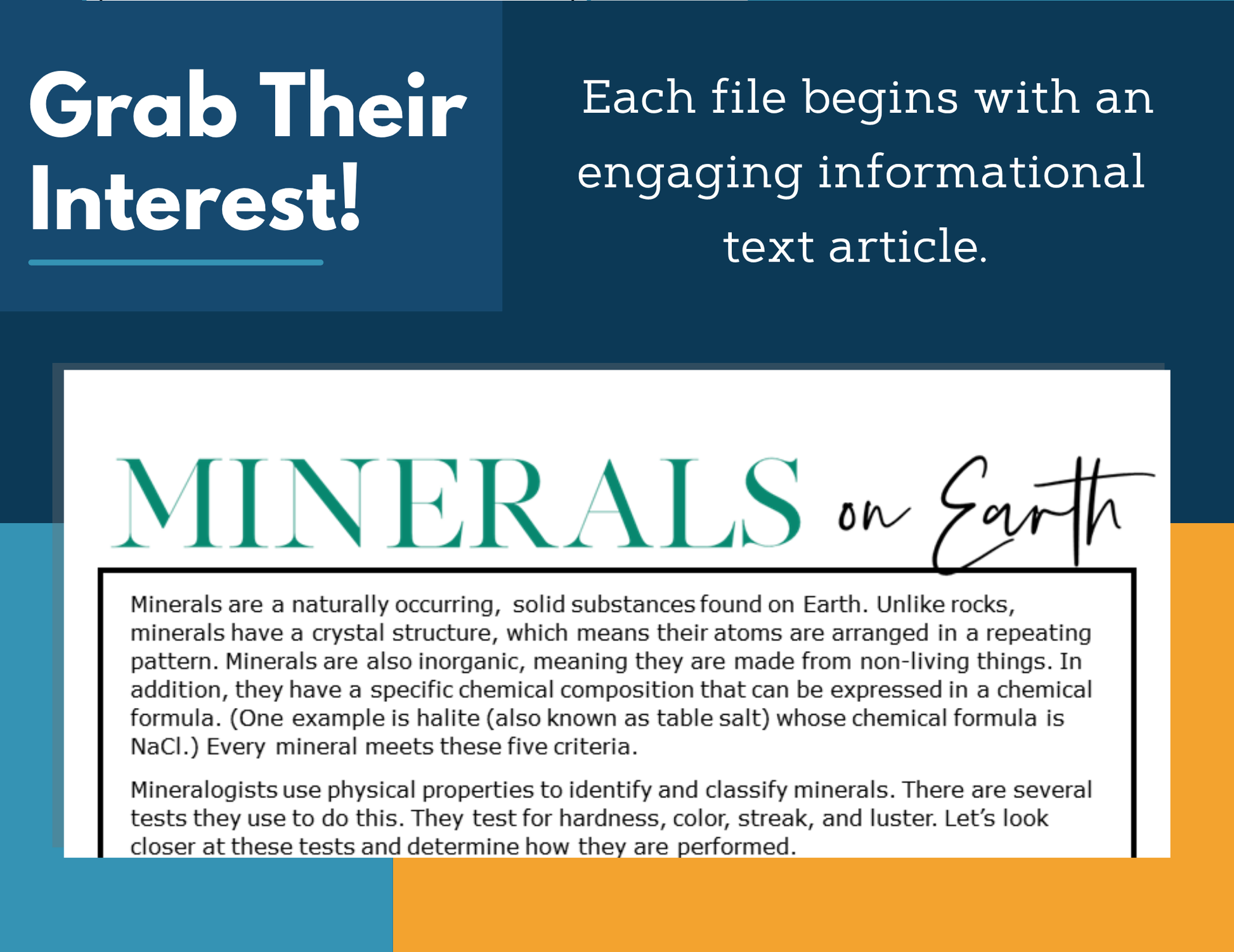 MS 6th 7th 8th Science Reading Comprehension Passages - VOL. 2 - Minerals on Earth
