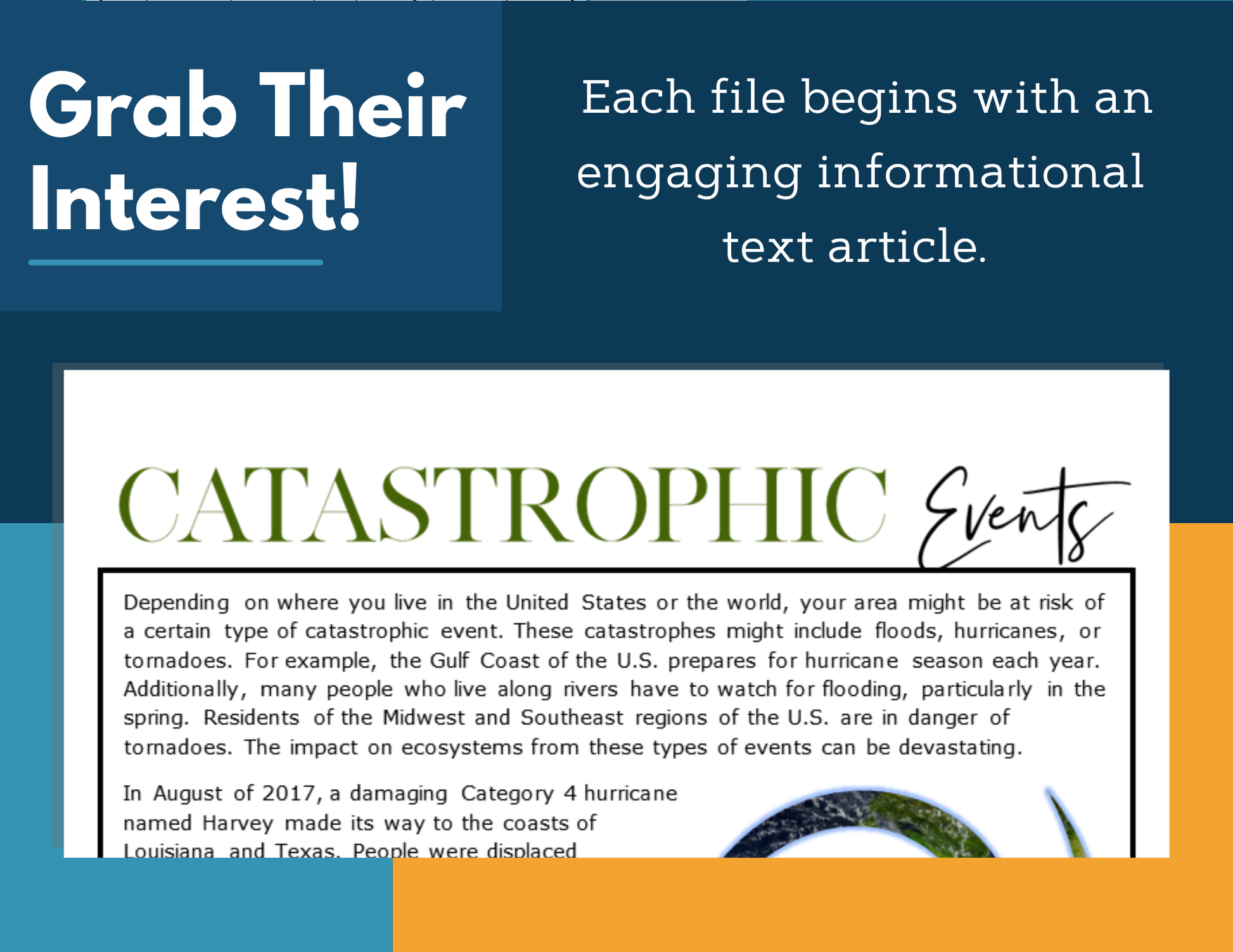 MS 6th 7th 8th Science Reading Comprehension Passages - VOL. 2 - Catastrophic Events