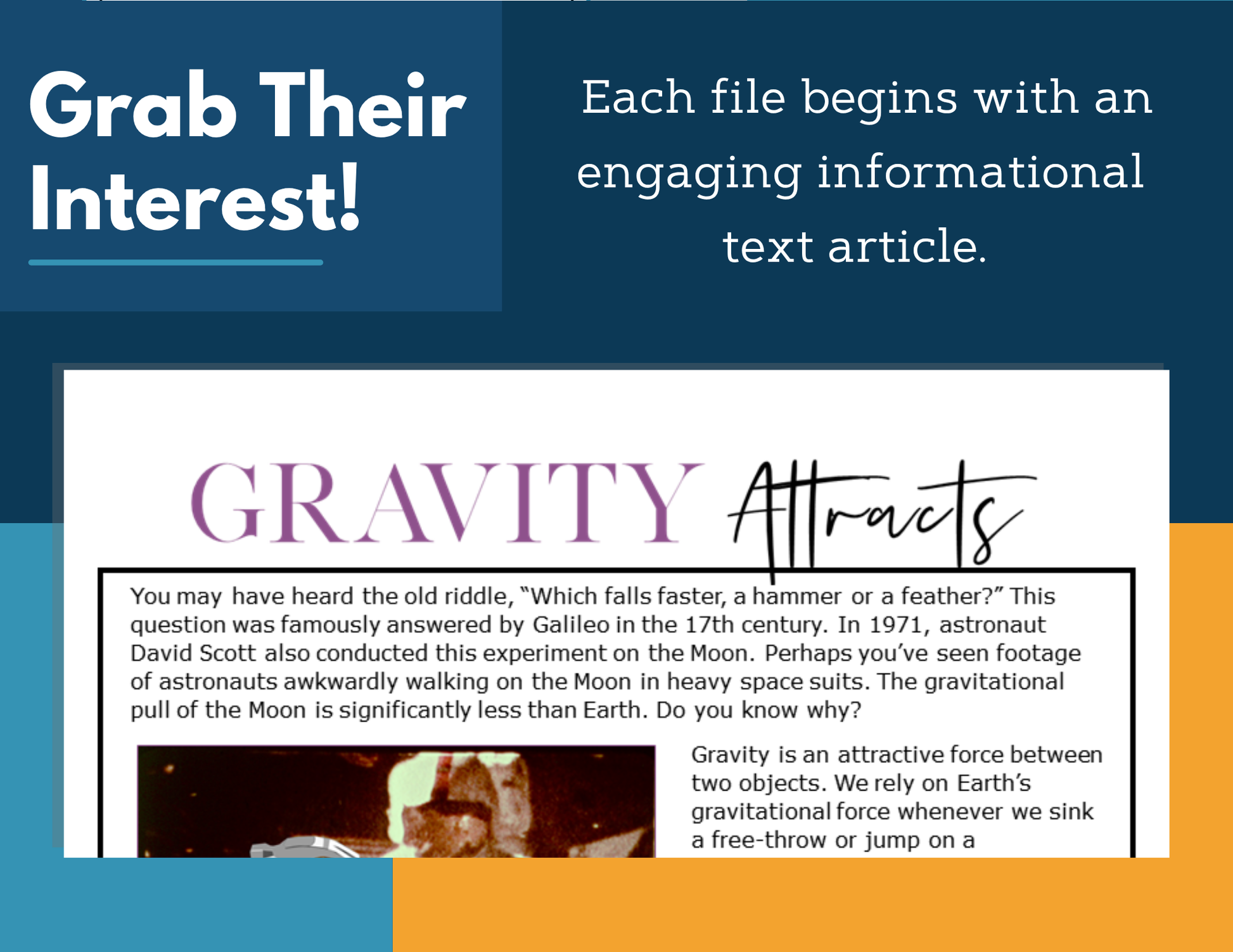 MS 6th 7th 8th Science Reading Comprehension Passages - VOL. 4 - Gravity Attracts