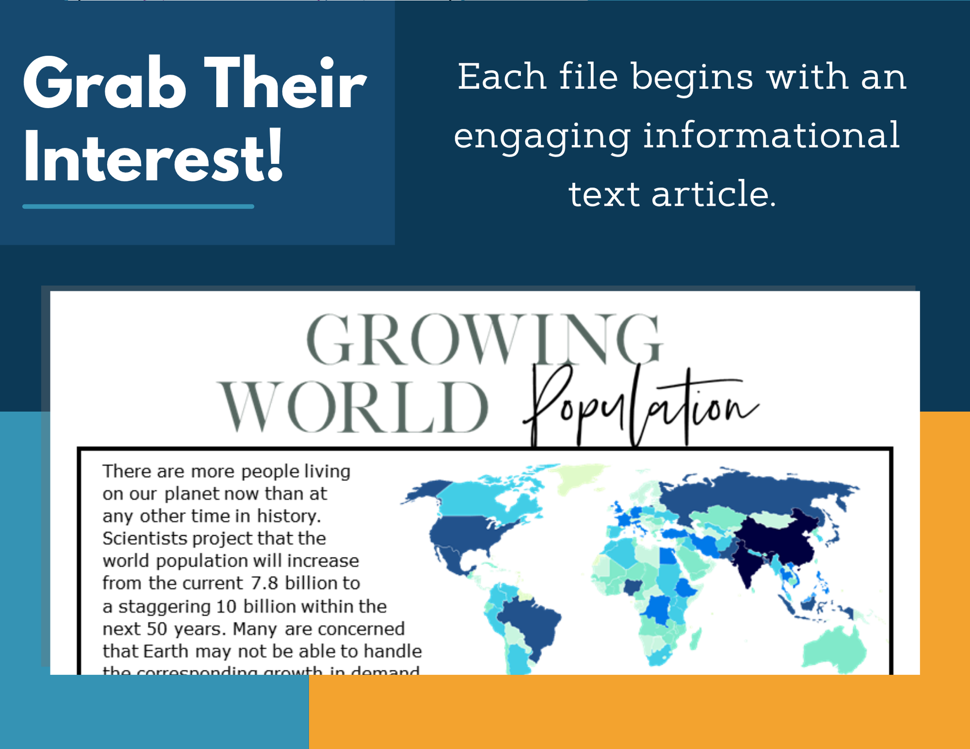 MS 6th 7th 8th Science Reading Comprehension Passages - VOL. 2 - Growing World Population