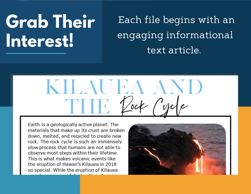 MS 6th 7th 8th Science Reading Comprehension Passages - VOL. 2 - Kilauea and the Rock Cycle