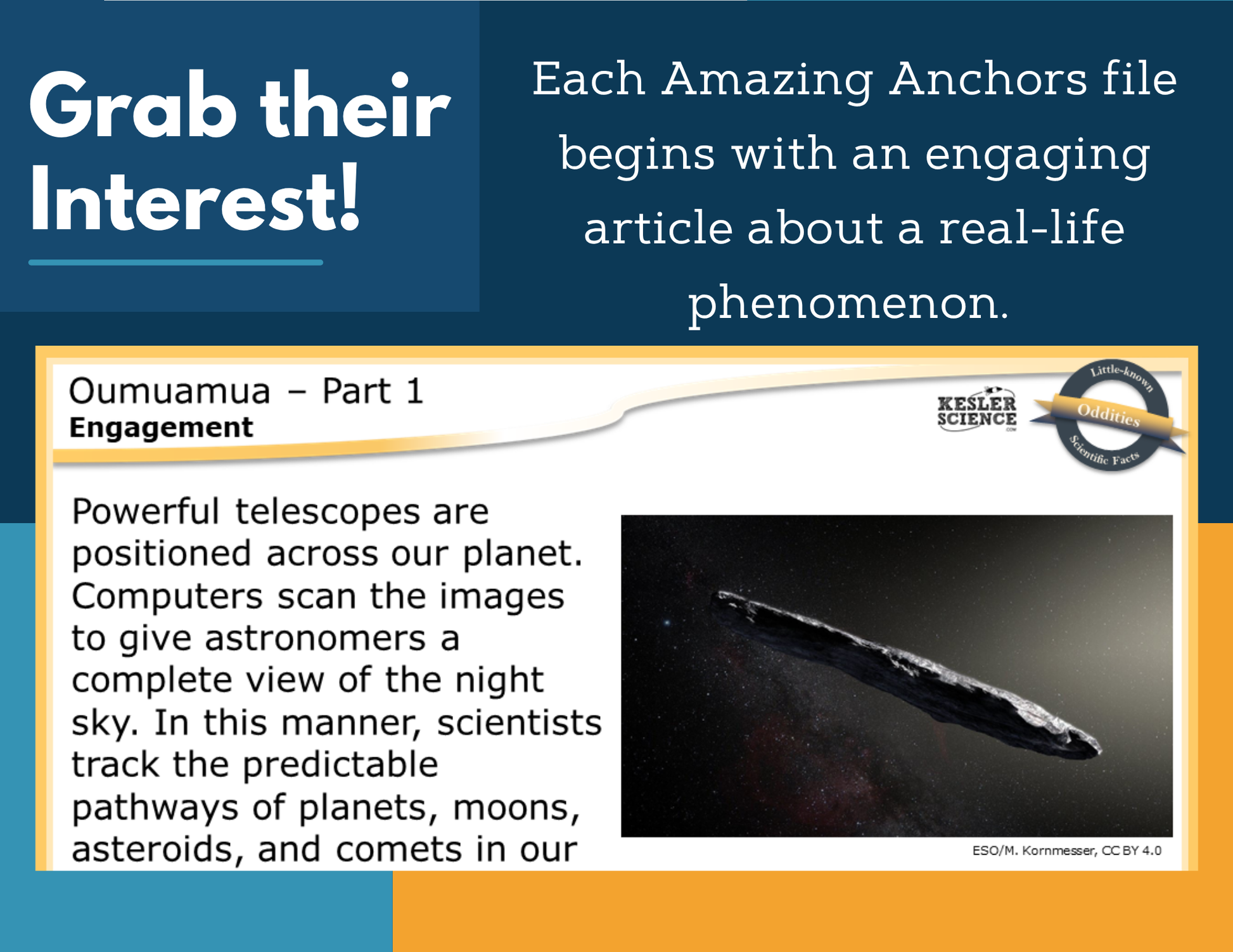 Amazing Anchors Gravity (Oumuamua) - NGSS MS ESS1-2, MS 6-8