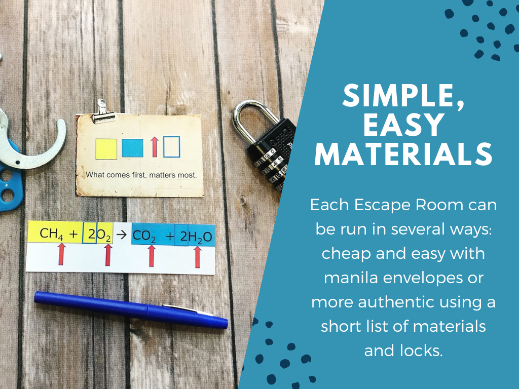 Counting Atoms, Balancing Equations Escape Room - 6th 7th 8th Grade Science Review Activity
