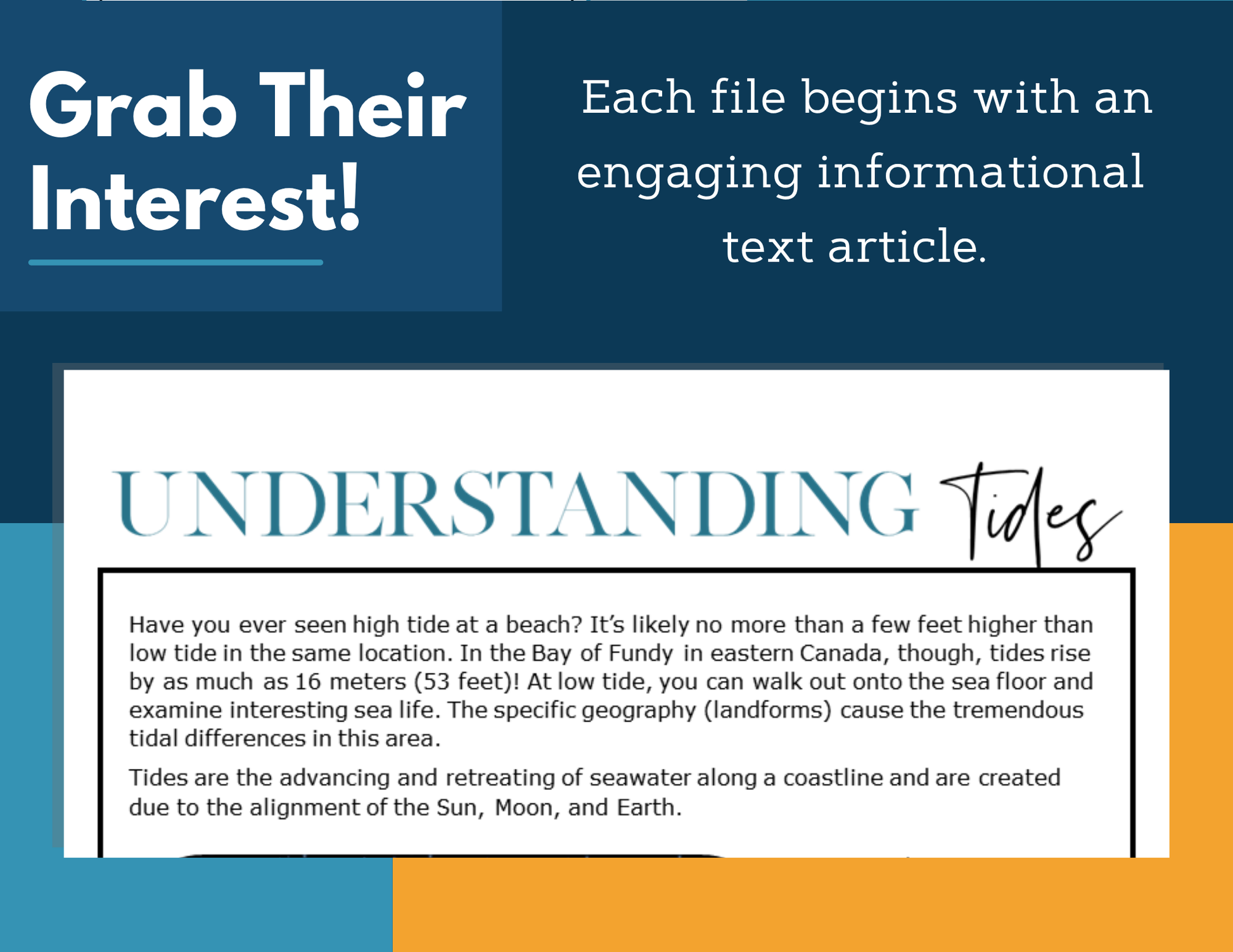 MS 6th 7th 8th Science Reading Comprehension Passages - VOL. 2 - Understanding Tides