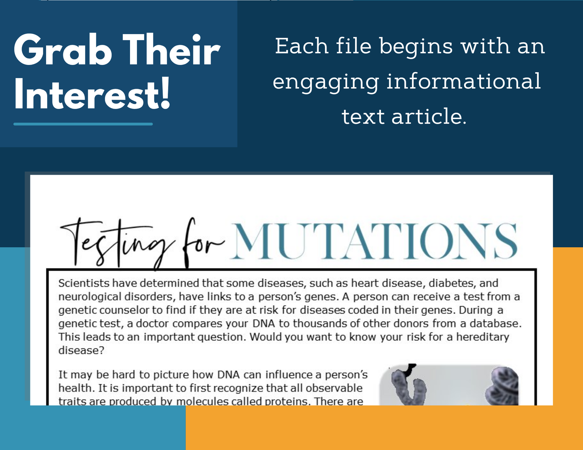 MS 6th 7th 8th Science Reading Comprehension Passages - VOL. 3 - Testing for Mutations