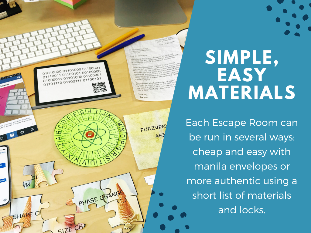 Physical Chemical Changes Escape Room - 6th 7th 8th Grade Science Review