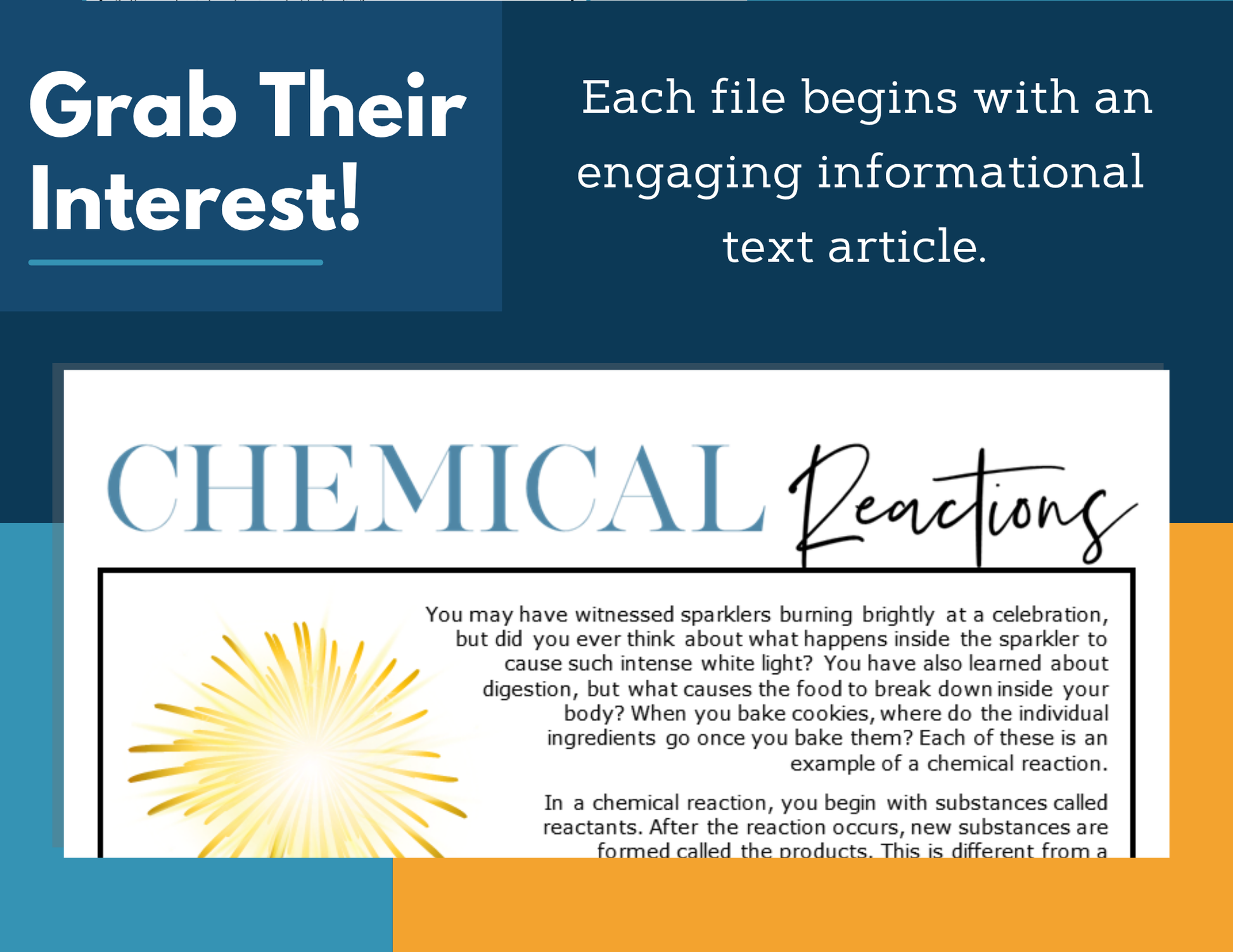 MS 6th 7th 8th Science Reading Comprehension Passages - VOL. 4 - Chemical Reactions