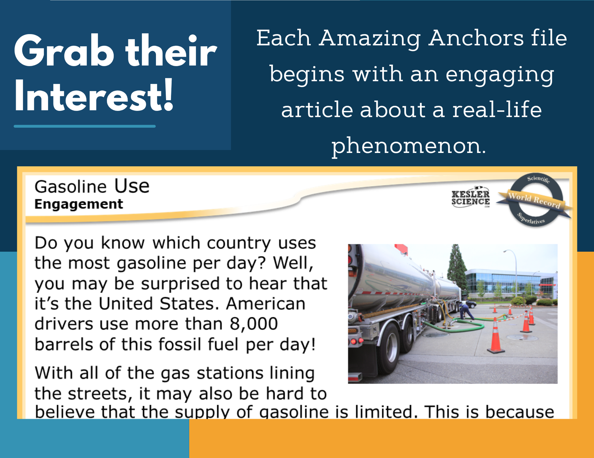 Amazing Anchors Energy Distribution (Gasoline Use) - NGSS MS ESS3-1