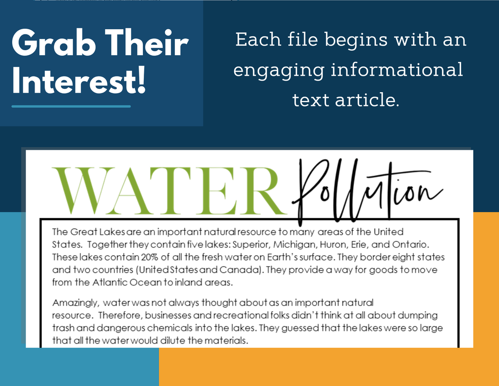 MS 6th 7th 8th Science Reading Comprehension Passages - Water Pollution