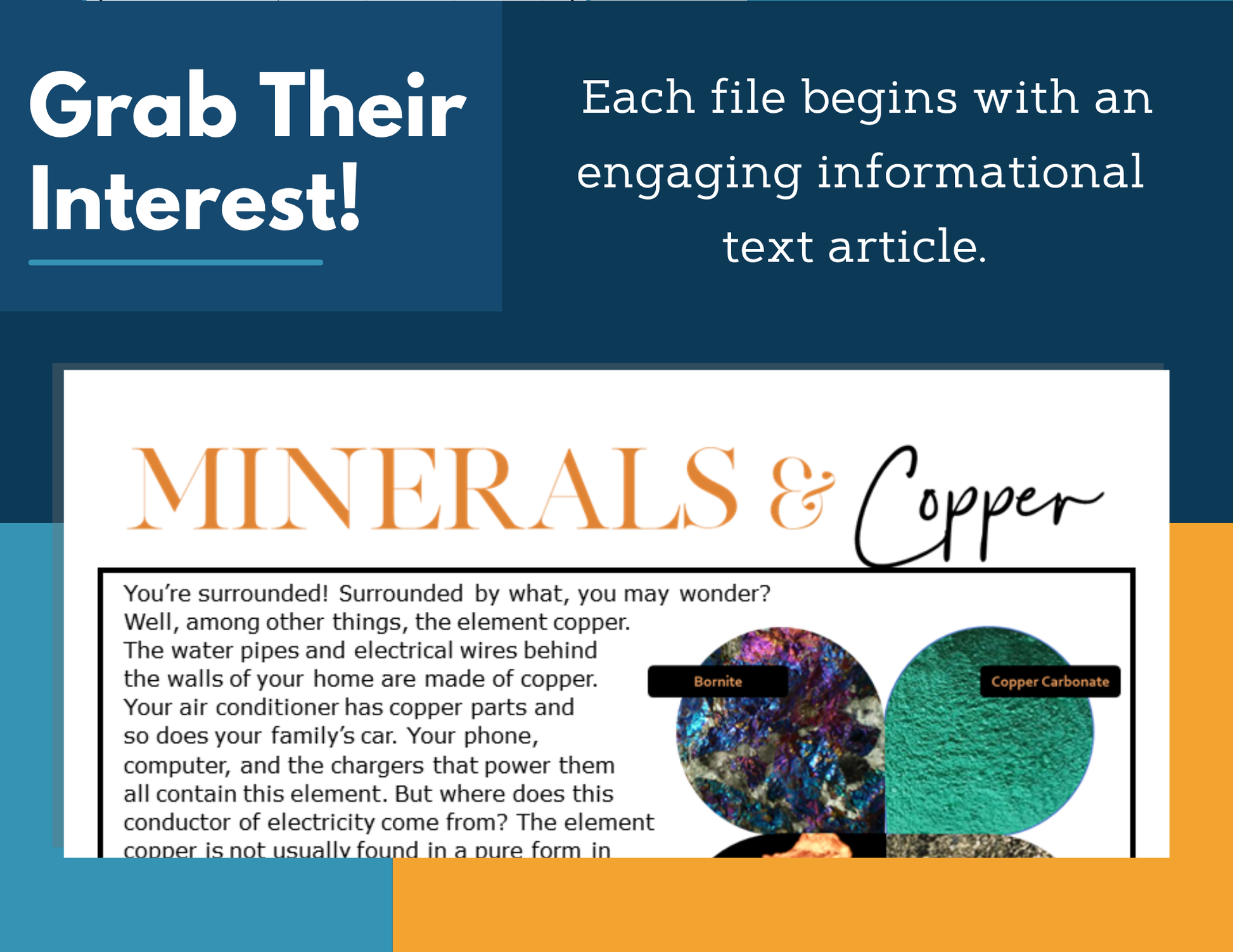 MS 6th 7th 8th Science Reading Comprehension Passages - VOL. 2 - Minerals and Copper